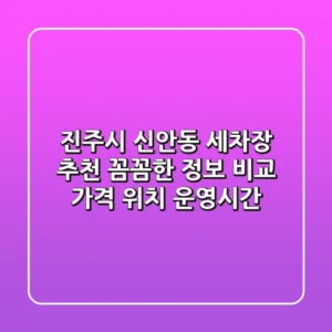진주시 신안동 세차장 추천: 꼼꼼한 정보 비교 (가격, 위치, 운영시간)