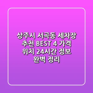 상주시 서곡동 세차장 추천 BEST 4 - 가격, 위치, 24시간 정보 완벽 정리