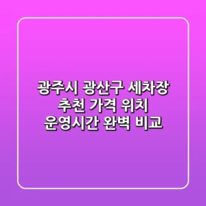 광주시 광산구 세차장 추천 - 가격, 위치, 운영시간 완벽 비교