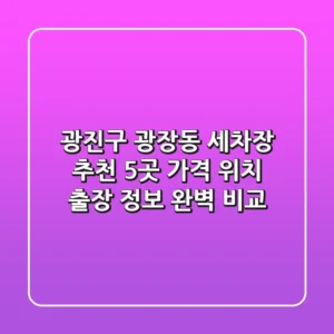 광진구 광장동 세차장 추천 5곳 - 가격, 위치, 출장 정보 완벽 비교