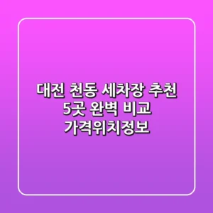 대전 천동 세차장 추천: 5곳 완벽 비교 (가격/위치/정보)