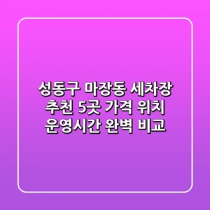 성동구 마장동 세차장 추천 5곳 - 가격, 위치, 운영시간 완벽 비교