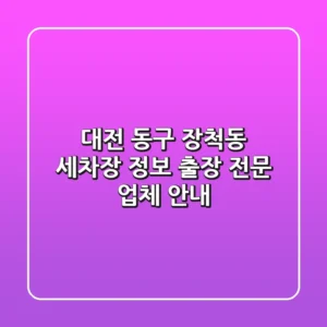 대전 동구 장척동 세차장 정보 - 출장 전문 업체 안내