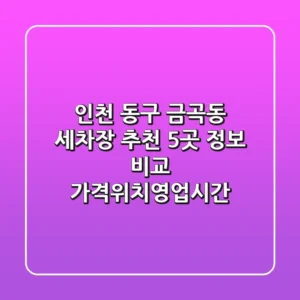 인천 동구 금곡동 세차장 추천 - 5곳 정보 비교 (가격/위치/영업시간)