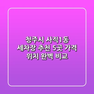 청주시 사직1동 세차장 추천: 5곳 가격, 위치 완벽 비교