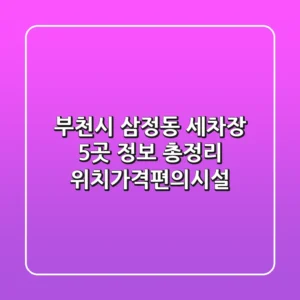 부천시 삼정동 세차장 5곳 정보 총정리 - 위치/가격/편의시설