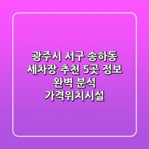 광주시 서구 송하동 세차장 추천: 5곳 정보 완벽 분석 (가격/위치/시설)