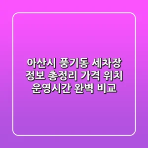 아산시 풍기동 세차장 정보 총정리 - 가격, 위치, 운영시간 완벽 비교