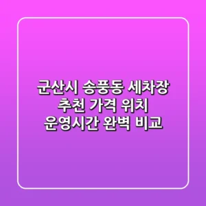 군산시 송풍동 세차장 추천 | 가격, 위치, 운영시간 완벽 비교