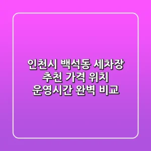 인천시 백석동 세차장 추천 - 가격, 위치, 운영시간 완벽 비교