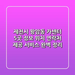 제천시 왕암동 카센터 5곳 정보 - 위치, 연락처, 제공 서비스 완벽 정리