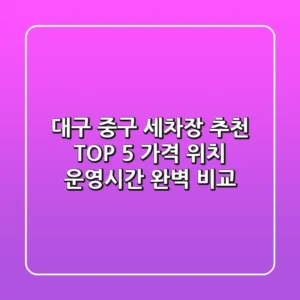 대구 중구 세차장 추천 TOP 5 - 가격, 위치, 운영시간 완벽 비교