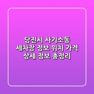 당진시 사기소동 세차장 정보: 위치, 가격, 상세 정보 총정리