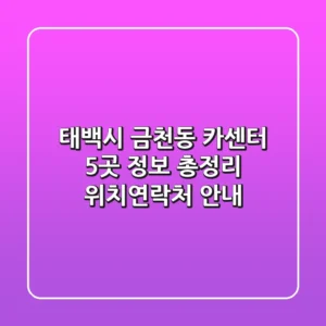 태백시 금천동 카센터 5곳 정보 총정리 - 위치/연락처 안내