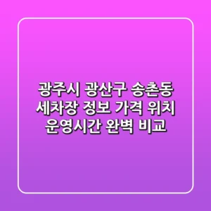광주시 광산구 송촌동 세차장 정보: 가격, 위치, 운영시간 완벽 비교