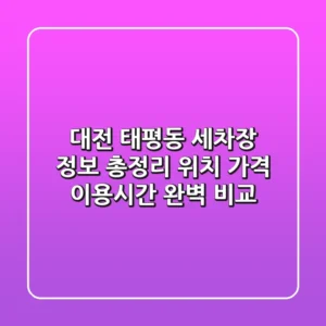 대전 태평동 세차장 정보 총정리 - 위치, 가격, 이용시간 완벽 비교