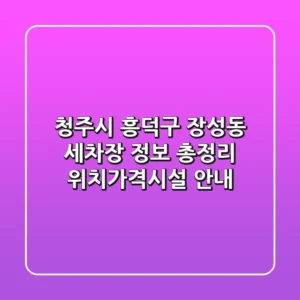 청주시 흥덕구 장성동 세차장 정보 총정리 - 위치/가격/시설 안내