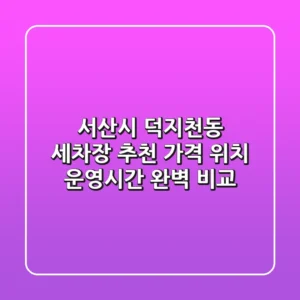 서산시 덕지천동 세차장 추천 - 가격, 위치, 운영시간 완벽 비교