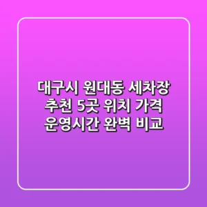 대구시 원대동 세차장 추천: 5곳 위치, 가격, 운영시간 완벽 비교