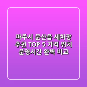 파주시 문산읍 세차장 추천 TOP 5 - 가격, 위치, 운영시간 완벽 비교