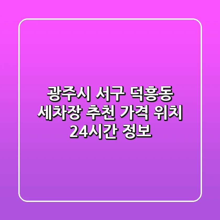 광주시 서구 덕흥동 세차장 추천 - 가격, 위치, 24시간 정보