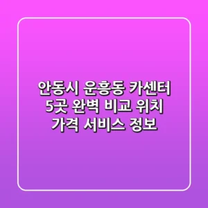 안동시 운흥동 카센터 5곳 완벽 비교 - 위치, 가격, 서비스 정보
