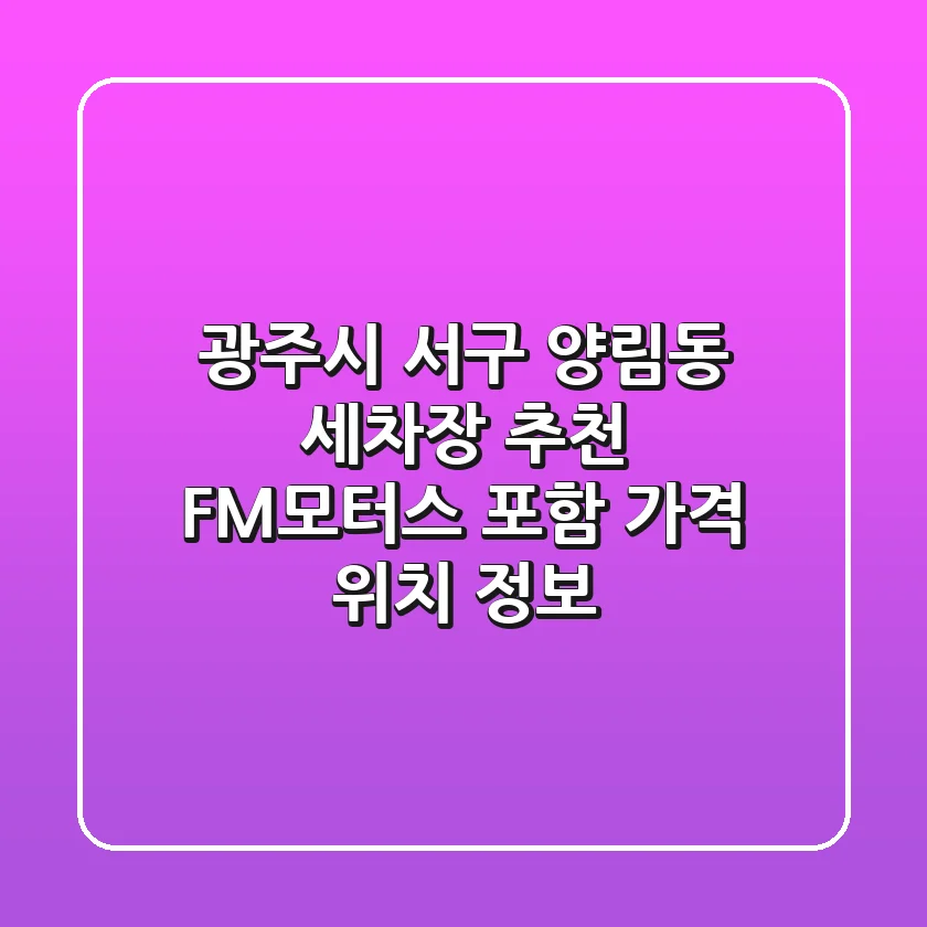 광주시 서구 양림동 세차장 추천: FM모터스 포함 가격, 위치 정보