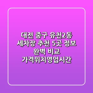 대전 중구 유천2동 세차장 추천 - 5곳 정보 완벽 비교 (가격/위치/영업시간)