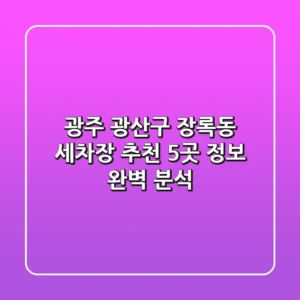 광주 광산구 장록동 세차장 추천: 5곳 정보 완벽 분석