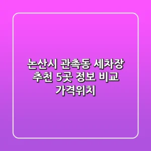 논산시 관촉동 세차장 추천: 5곳 정보 비교 (가격/위치)