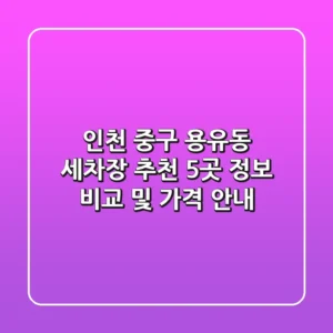 인천 중구 용유동 세차장 추천 | 5곳 정보 비교 및 가격 안내