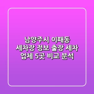 남양주시 이패동 세차장 정보: 출장 세차 업체 5곳 비교 분석
