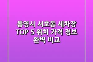 통영시 서호동 세차장 TOP 5 – 위치, 가격 정보 완벽 비교