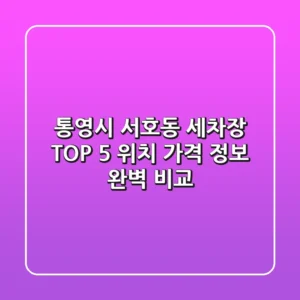 통영시 서호동 세차장 TOP 5 - 위치, 가격 정보 완벽 비교