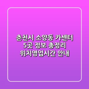 춘천시 소양동 카센터 5곳 정보 총정리 - 위치/영업시간 안내