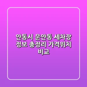 안동시 운안동 세차장 정보 총정리 - 가격/위치 비교