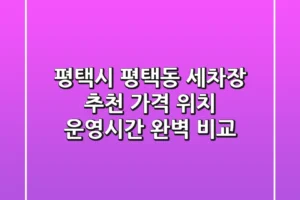 평택시 평택동 세차장 추천 | 가격, 위치, 운영시간 완벽 비교