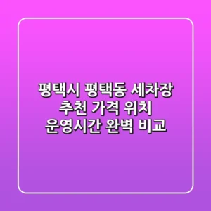평택시 평택동 세차장 추천 | 가격, 위치, 운영시간 완벽 비교