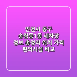 인천시 동구 송림동1동 세차장 정보 총정리 - 위치, 가격, 편의시설 비교