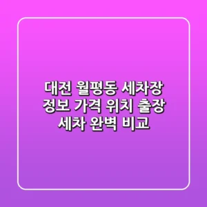 대전 월평동 세차장 정보: 가격, 위치, 출장 세차 완벽 비교