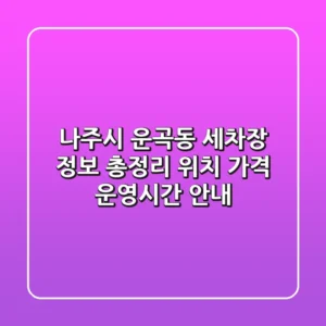 나주시 운곡동 세차장 정보 총정리 - 위치, 가격, 운영시간 안내