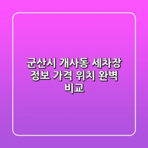 군산시 개사동 세차장 정보: 가격, 위치 완벽 비교