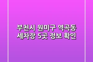 부천시 원미구 역곡동 세차장 5곳 정보 확인