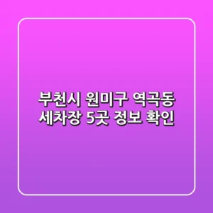 부천시 원미구 역곡동 세차장 5곳 정보 확인
