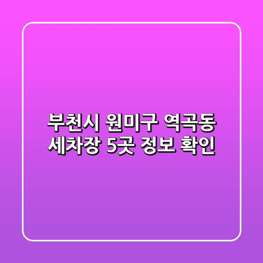 부천시 원미구 역곡동 세차장 5곳 정보 확인