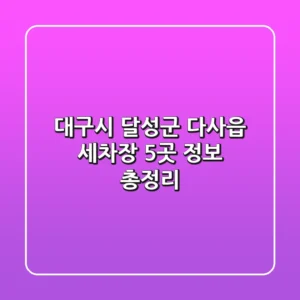 대구시 달성군 다사읍 세차장 5곳 정보 총정리