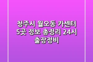 청주시 월오동 카센터 5곳 정보 총정리 – 24시 출장/정비