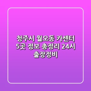 청주시 월오동 카센터 5곳 정보 총정리 - 24시 출장/정비