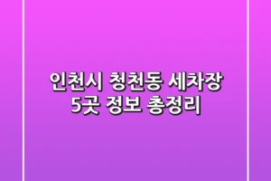 인천시 청천동 세차장 5곳 정보 총정리