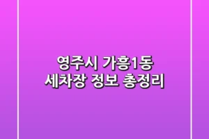 영주시 가흥1동 세차장 정보 총정리